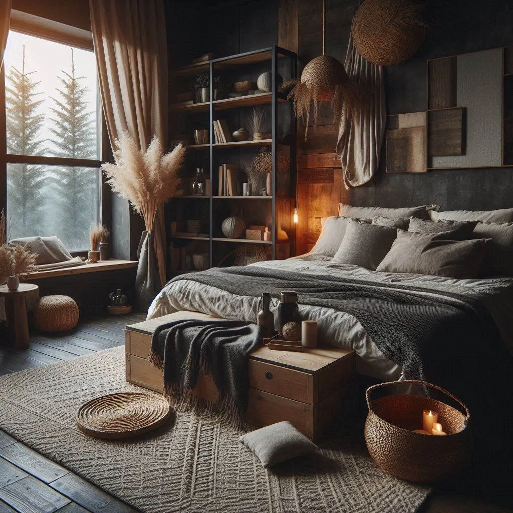 Restful room setting promoting deep sleep